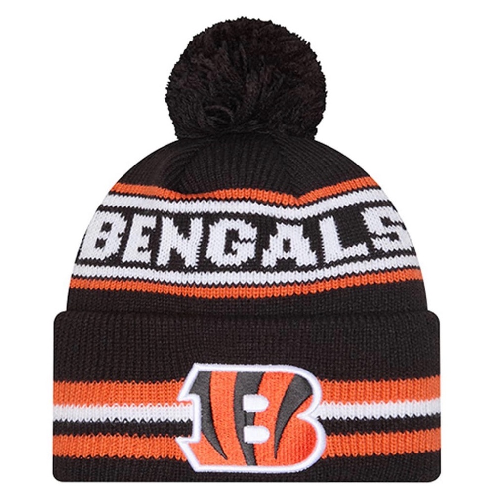 New Era Bengals Pom-Pom Beanie - Black and Orange